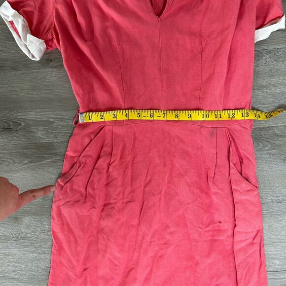 Kerry Brooke- See Measurements- dark salmon pink- floral collar- fair condition - Picture 5 of 10